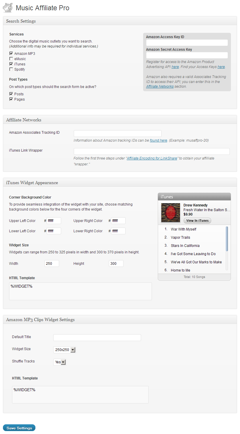 Wordpress Music Chart Plugin