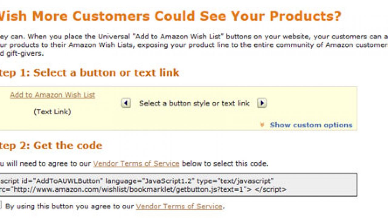 Amazon add to wishlist button