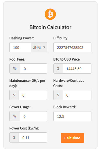 crypto currency mining calculator