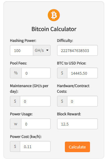 Crypto calculator widget