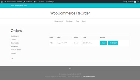 WooCommerce: Order Again Button @ My Account > Orders