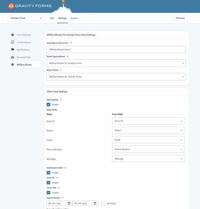 Gravity Forms to Google Sheets Plugin