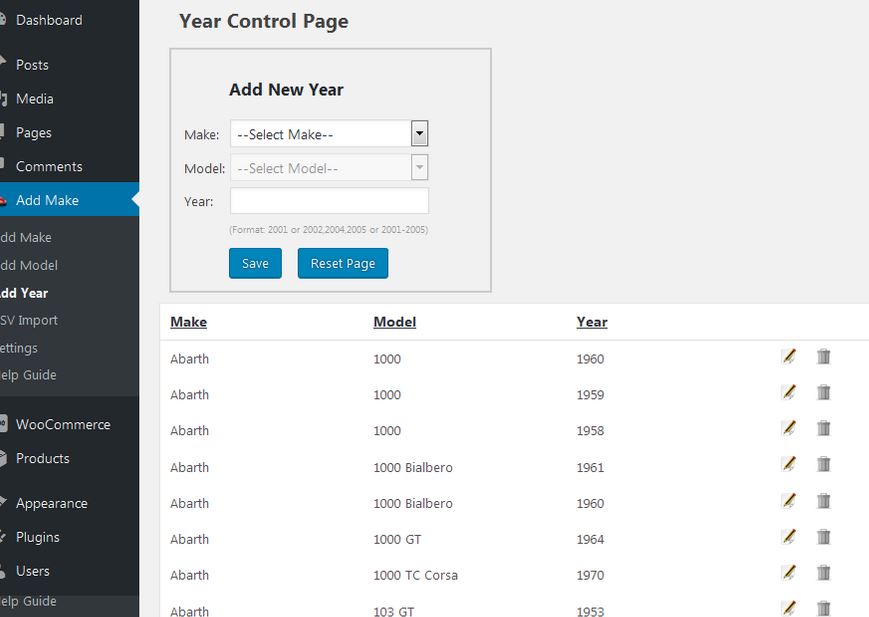 WooCommerce Vehicle Part Finder  Year Make Model Engine Search