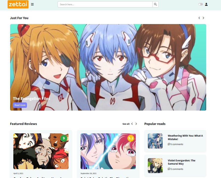 Animotra - modelo de site de anime e mangá online
