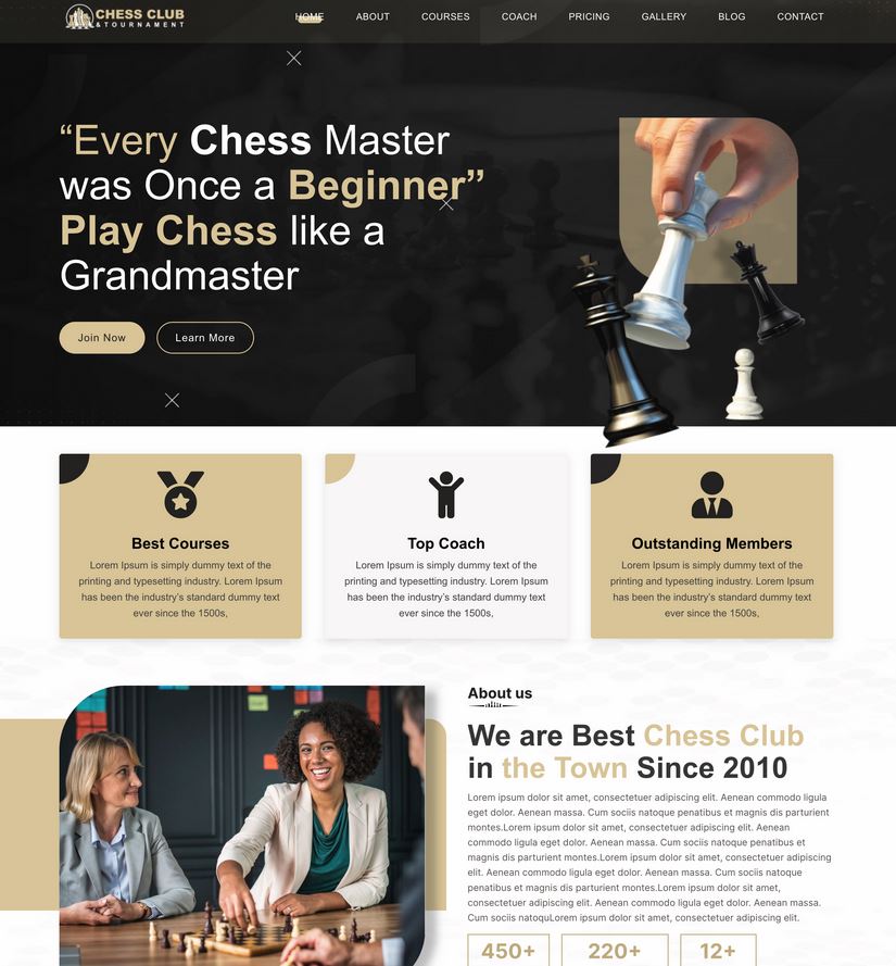 Chess Club Blog Page Divi Layout by Elegant Themes